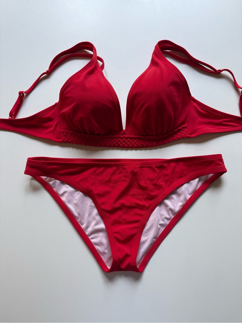 Shade & Shore Red Bikini Set - Classic Triangle Top and Brief Bottom